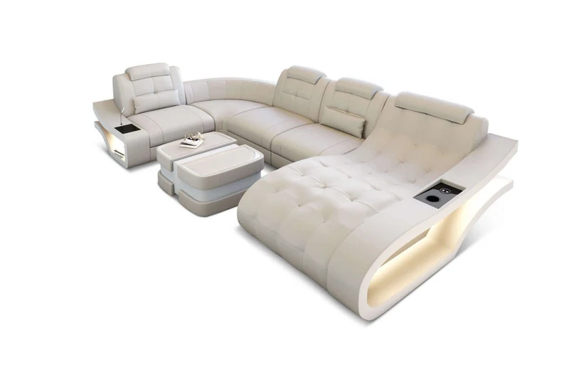 Leder Wohnlandschaft Elegante U-Form