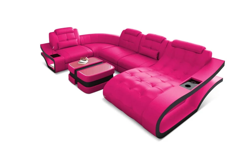 Leder Wohnlandschaft Elegante U-Form