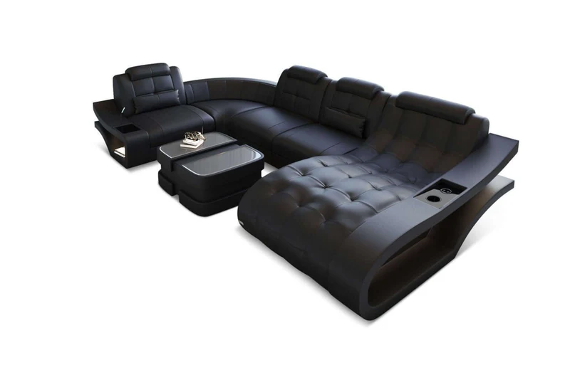 Leder Wohnlandschaft Elegante U-Form