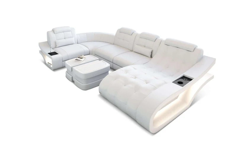 Leder Wohnlandschaft Elegante U-Form