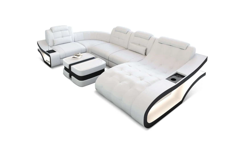 Leder Wohnlandschaft Elegante U-Form
