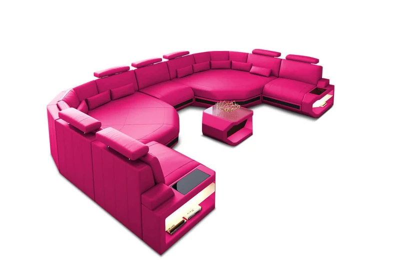 XXL Wohnlandschaft Asti U-Form in Leder