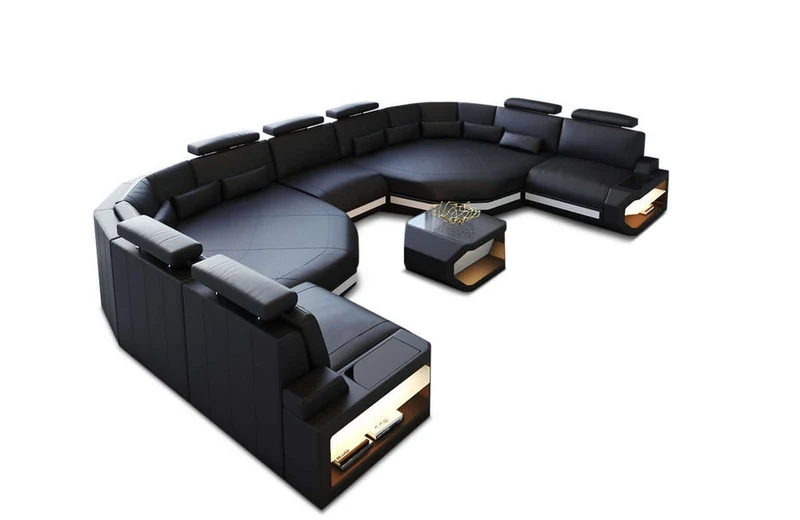 XXL Wohnlandschaft Asti U-Form in Leder