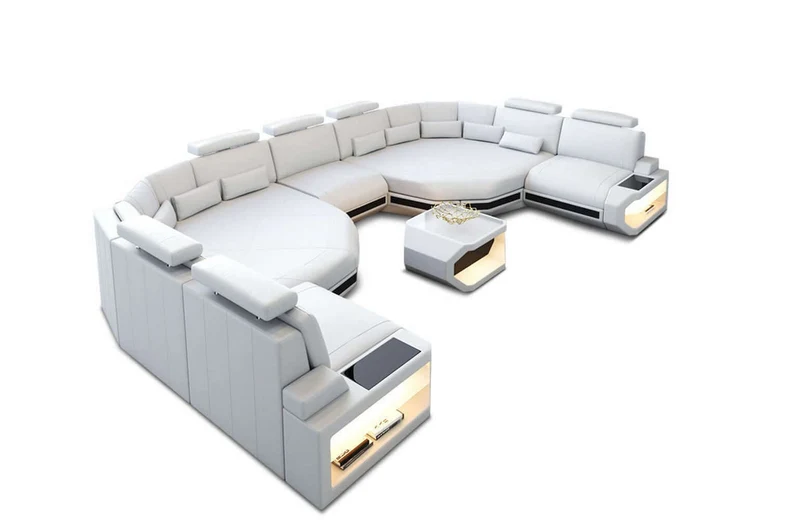 XXL Wohnlandschaft Asti U-Form in Leder