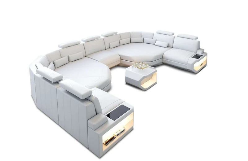 XXL Wohnlandschaft Asti U-Form in Leder