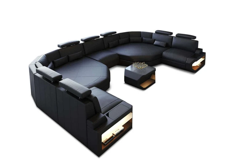 XXL Wohnlandschaft Asti U-Form in Leder