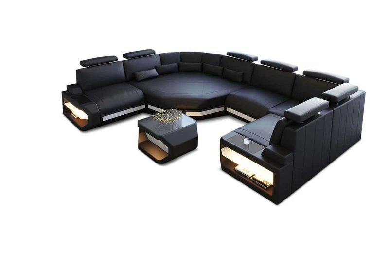 Mini Sofa Asti U-Form in Leder