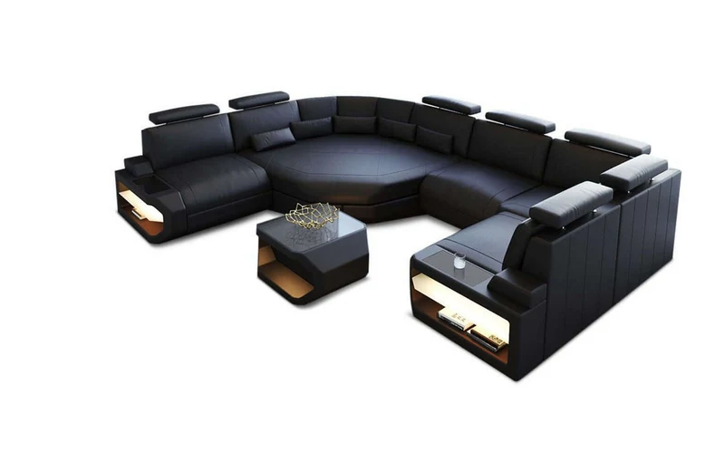 Mini Sofa Asti U-Form in Leder