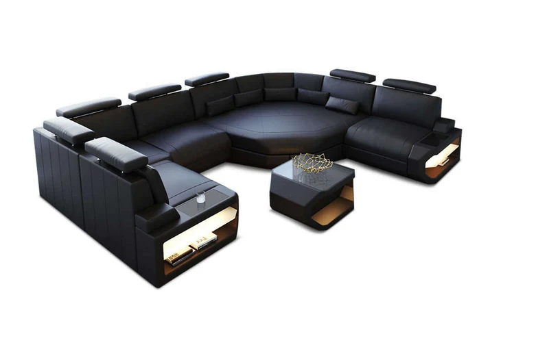 Mini Sofa Asti U-Form in Leder