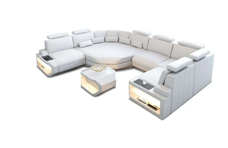 Mini Sofa Asti U-Form in Leder