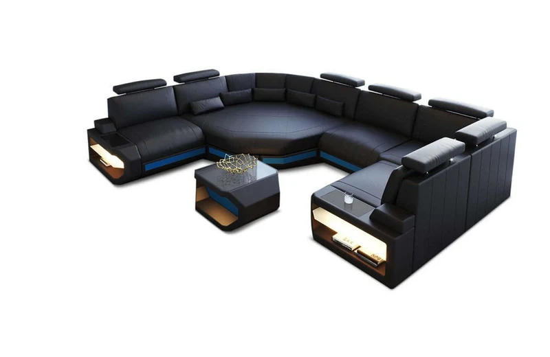 Mini Sofa Asti U-Form in Leder