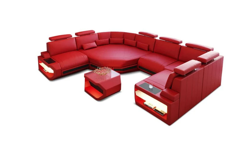 Mini Sofa Asti U-Form in Leder