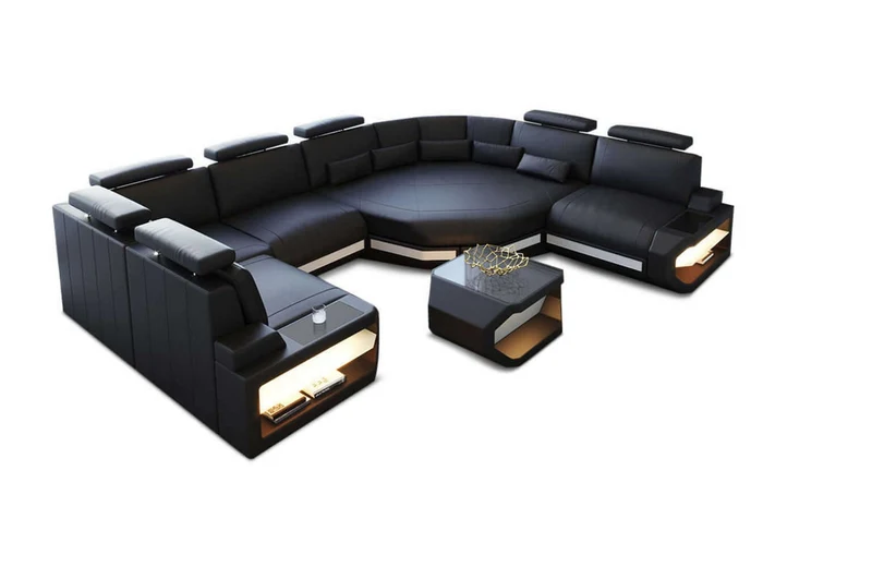 Mini Sofa Asti U-Form in Leder