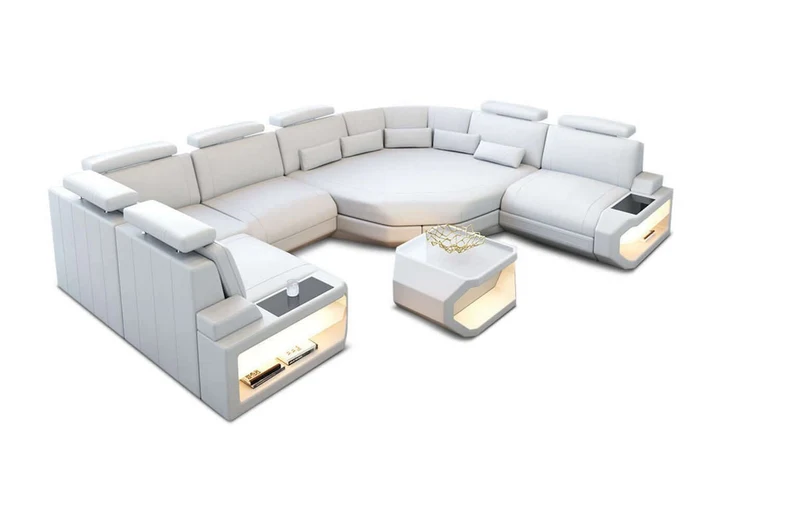 Mini Sofa Asti U-Form in Leder