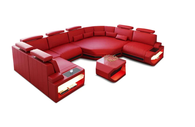 Mini Sofa Asti U-Form in Leder