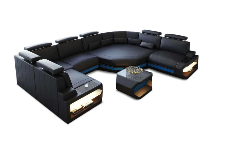 Mini Sofa Asti U-Form in Leder