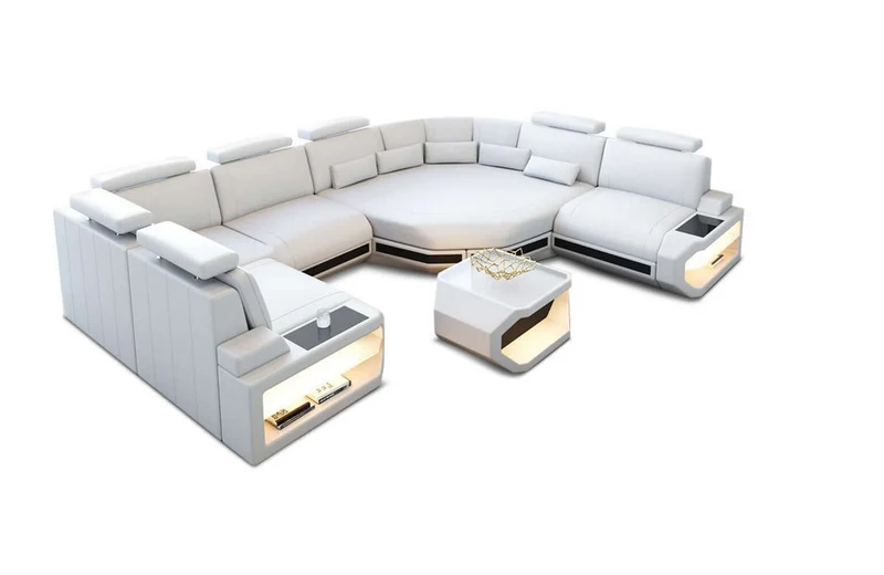 Mini Sofa Asti U-Form in Leder