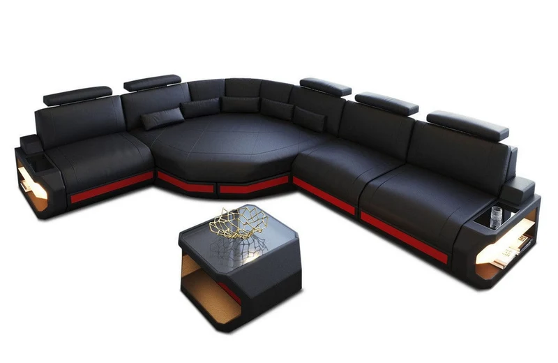 Couch Asti L-Form in Leder