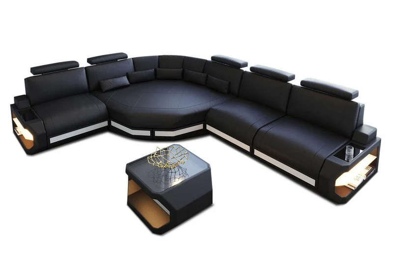 Couch Asti L-Form in Leder