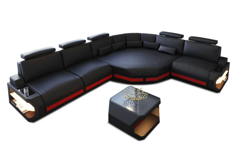 Couch Asti L-Form in Leder