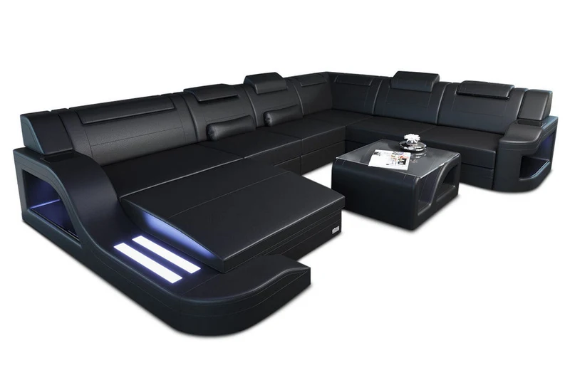 XXL Wohnlandschaft Palermo U-Form aus Leder