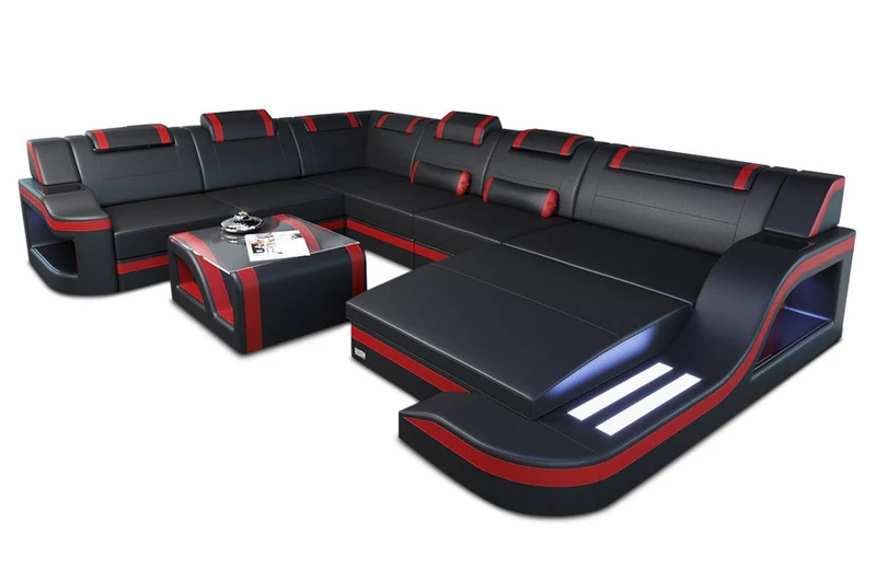 XXL Wohnlandschaft Palermo U-Form aus Leder