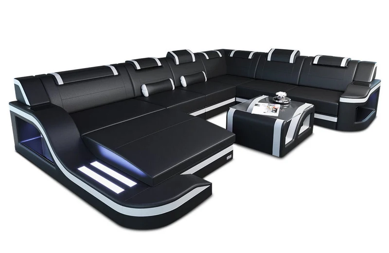 XXL Wohnlandschaft Palermo U-Form aus Leder