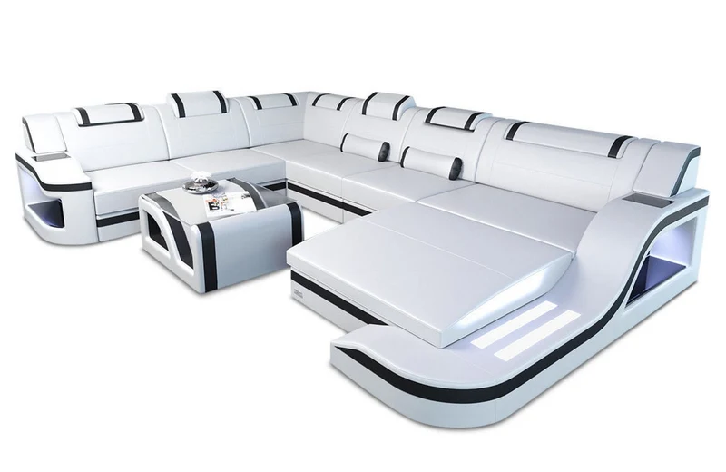 XXL Wohnlandschaft Palermo U-Form aus Leder