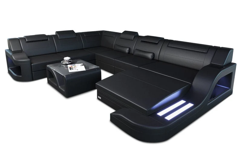 XXL Wohnlandschaft Palermo U-Form aus Leder