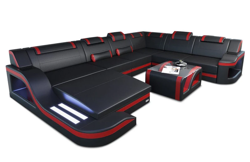 XXL Wohnlandschaft Palermo U-Form aus Leder