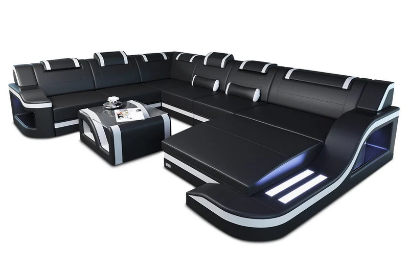 XXL Wohnlandschaft Palermo U-Form aus Leder