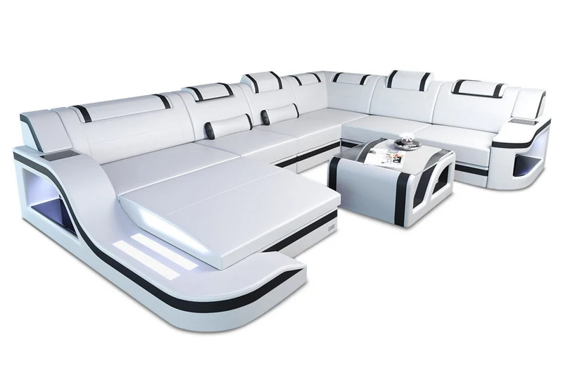 XXL Wohnlandschaft Palermo U-Form aus Leder