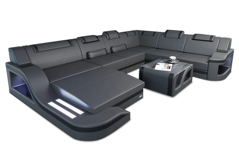 XXL Wohnlandschaft Palermo U-Form aus Leder