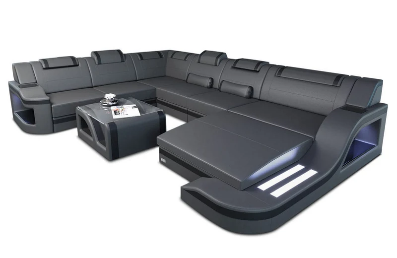 XXL Wohnlandschaft Palermo U-Form aus Leder