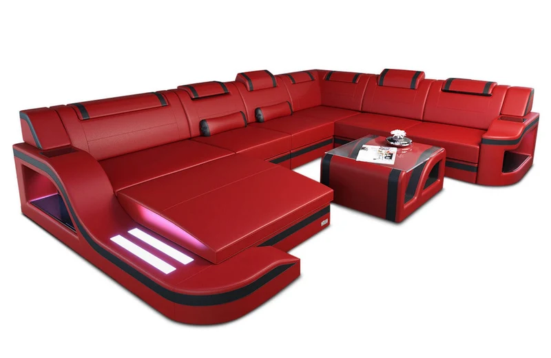 XXL Wohnlandschaft Palermo U-Form aus Leder