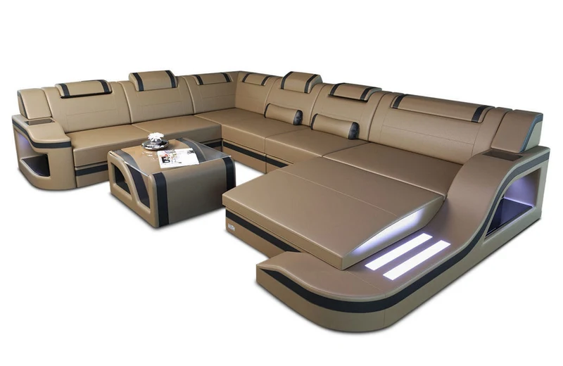 XXL Wohnlandschaft Palermo U-Form aus Leder