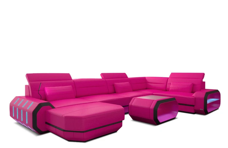 Wohnlandschaft Roma XL U-Form in Leder