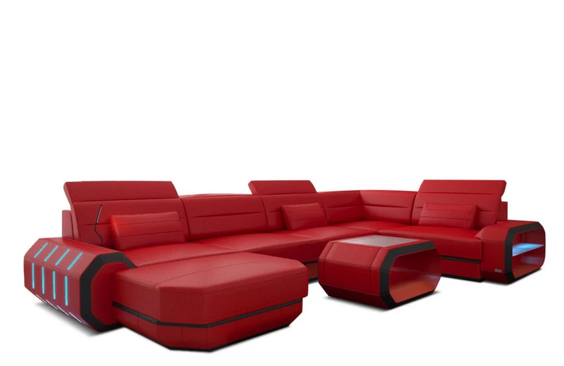 Wohnlandschaft Roma XL U-Form in Leder