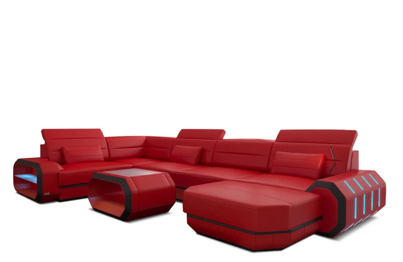 Wohnlandschaft Roma XL U-Form in Leder