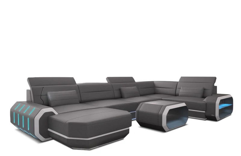 Wohnlandschaft Roma XL U-Form in Leder