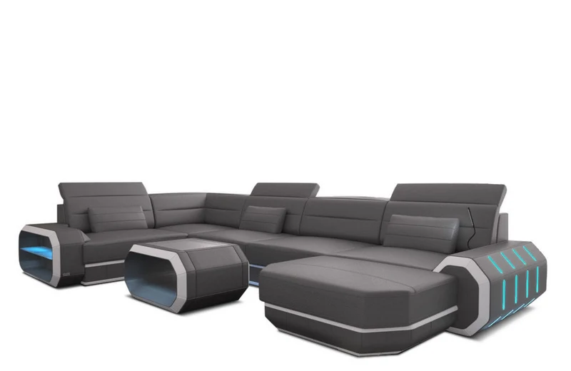 Wohnlandschaft Roma XL U-Form in Leder
