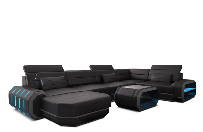 Wohnlandschaft Roma XL U-Form in Leder