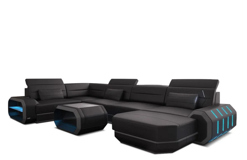 Wohnlandschaft Roma XL U-Form in Leder