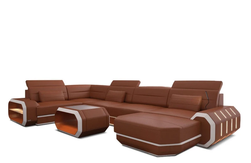 Wohnlandschaft Roma XL U-Form in Leder
