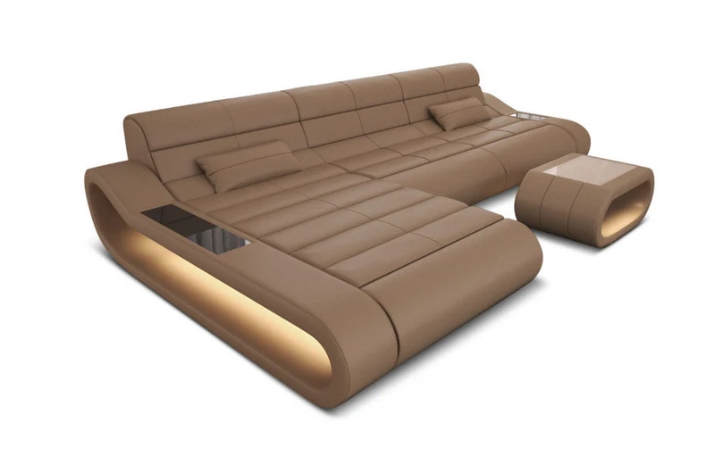 Couch Concept Lang L-Form in Leder