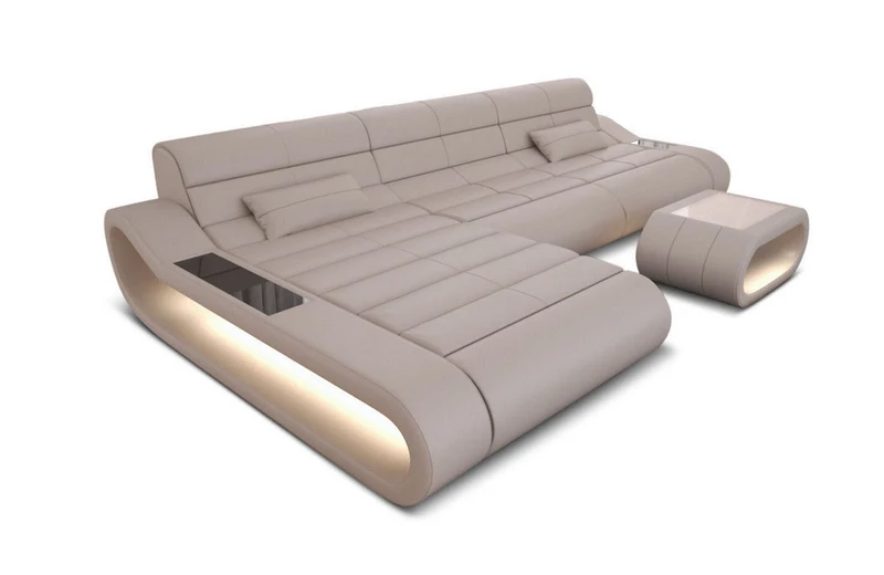 Couch Concept Lang L-Form in Leder