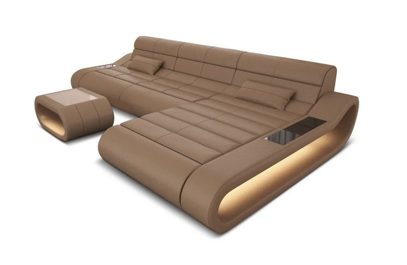Couch Concept Lang L-Form in Leder