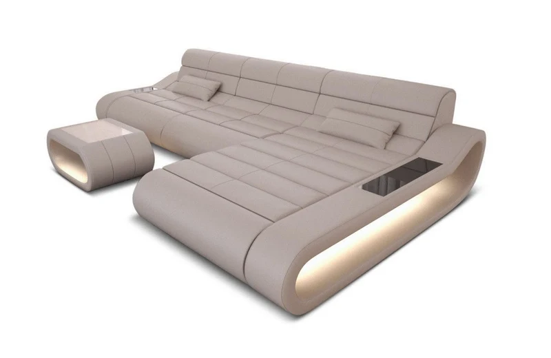 Couch Concept Lang L-Form in Leder