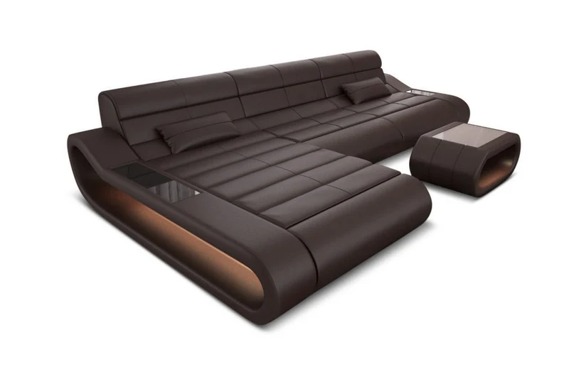 Couch Concept Lang L-Form in Leder