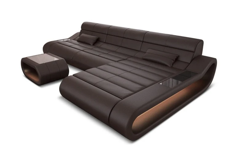 Couch Concept Lang L-Form in Leder